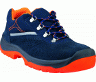 CALZADO DE PIEL SERRAJE AFELPADO - S1P SRC  AZUL MARINO-NARANJA TALLA 36
